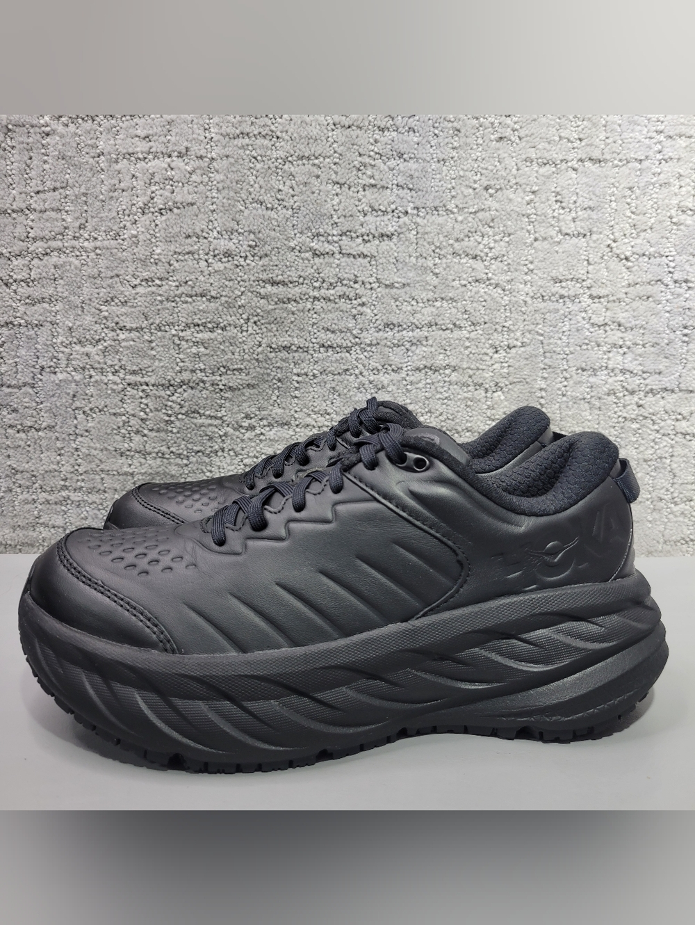 Hoka One One Bondi SR Women's Size US 8.5 Black Leather Athletic Sneakers.